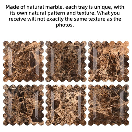 HESHIBI Square Marble Decorative Tray, Dark Brown, 8 * 8