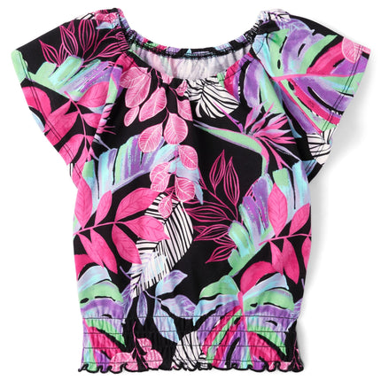 The Children's Place Girls' Smocked Short Sleeve T