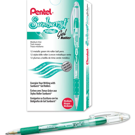 Pentel Sunburst Metallic Gel Pen, 0.8mm Tip Writes