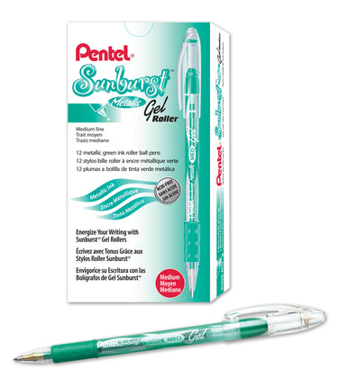 Pentel Sunburst Metallic Gel Pen, 0.8mm Tip Writes