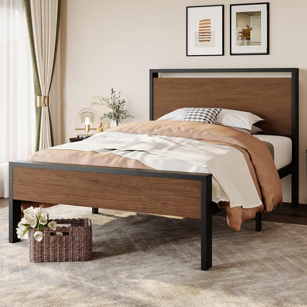 SHA CERLIN 14 Inch Twin Size Metal Platform Bed Fr