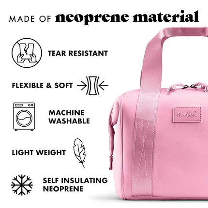 Bolsa de Almuerzo de Neopreno Fit & Fresh para Mujer, Bolsa de Almuerzo Aislada para Mujer para el Trabajo, Lonchera Grande Resistente a Desgarros y Manchas para Mujer con Contenedores y Hielo, Bolsa de Almuerzo Remi Lavable a Máquina, Rosa