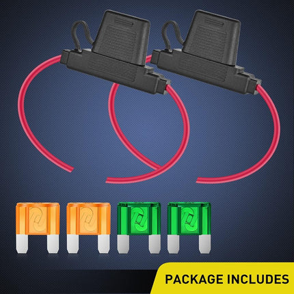 Nilight 2PCS Inline Maxi Fuse Holder 10 Gauge AWG Tin Plated Copper 12V Inline Fuse Holder 30A 40A Maxi APX Fuse IP67 Waterproof Maximum 60A Fuse Link for Car Truck Marine Boat