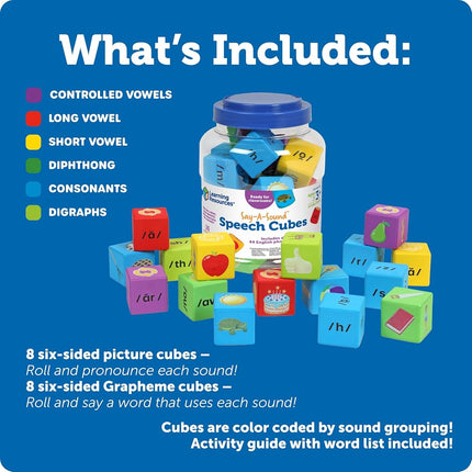 Learning Resources Say-a-Sound™ Speech Cubes, Preschool Learning Activities, ABC Flash Cards, Speech Therapy Toys, Gifts for Kids, Ages 3+, 16 Pieces