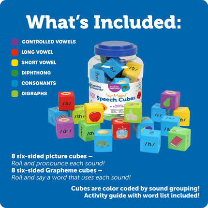Learning Resources Say-a-Sound™ Cubos de voz, actividades de aprendizaje preescolar, tarjetas didácticas del ABC, juguetes de terapia del habla, regalos para niños, 3 años en adelante, 16 piezas