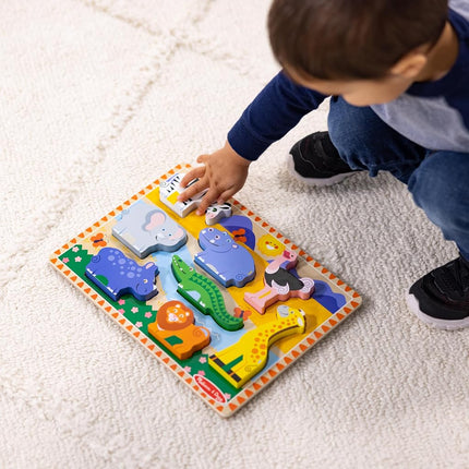 Melissa & Doug Safari Wooden Chunky Puzzle With Wild Animal Theme (8 Pcs) Wooden Puzzles For Toddlers Ages 3+ - FSC Certified