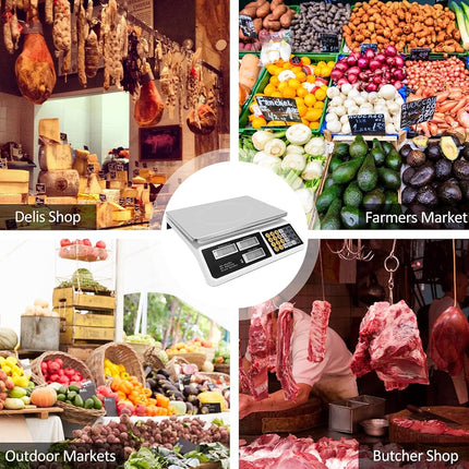 Balance de calcul du prix YIFOR 88lb/40kg, balance numérique commerciale à écran LCD avec plate-forme en acier inoxydable, balance pour fruits et légumes et aliments pour marché de producteurs, points de vente, boucherie (plateau plat)
