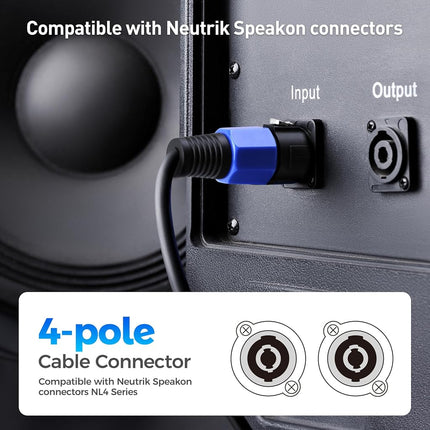 Cable Matters 4-Pack, 4-Pole Speaker Cable Connector - Max OD 8.5mm/0.33 inches, Compatible with Neutrik Speakon Connector NL4FC, NL4FX, NL4 Series