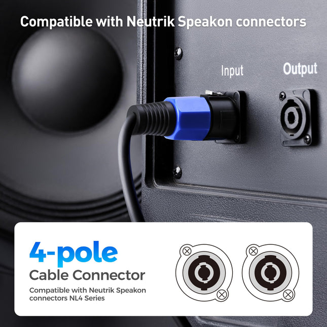Connecteur de câble d'enceinte 4 pôles Cable Matters (lot de 4) - Diamètre extérieur max. 8,5 mm/0,33 pouces, compatible avec les connecteurs Neutrik Speakon NL4FC, NL4FX, série NL4