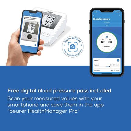 Beurer BM27 Automatic Blood Pressure Monitor, Clinically Validated, Blood Pressure Machine with Arrhythmia Detection & Colour-Coded Risk Indicator according to WHO standards, XL Upper-Arm Cuff