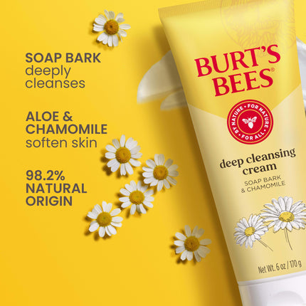 Burt's Bees Soap Bark and Chamomile Deep Cleansing Cream, 6 Ounces (Pack of 3)