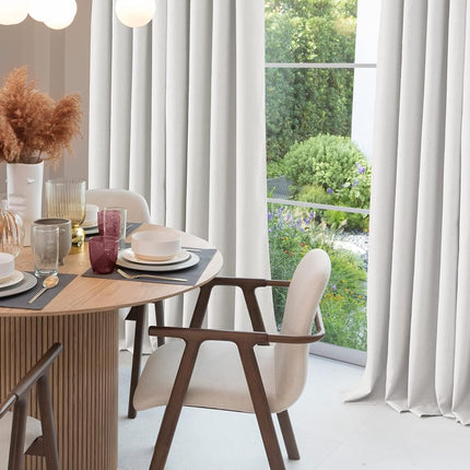 Deconovo Linen-Look 100% Blackout Curtains, Thermal Insulated Grommet Coating Drapes for Bedroom & Living Room, Cream 52W x 63L 2 Panels