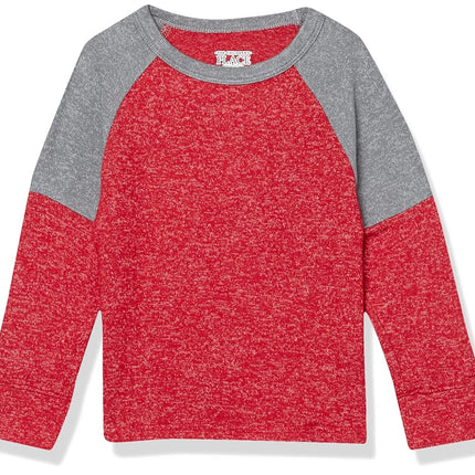 The Children's Place camisetas de manga larga con cuello redondo y bloques de color para bebés y niños pequeños, rojo clásico, 6-9 meses