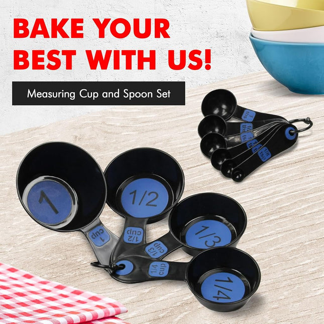 Chef Craft Easy to Read Plastic, Measuring Cup Set, 10 Piece Set, Blue