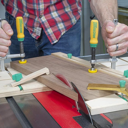 MICROJIG Matchfit DVC-1177K2 Dovetail Clamp Pro, Green/Yellow/Silver