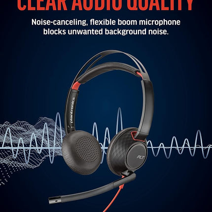 Poly Blackwire 5220, C5220 USB-A - Schnurgebundenes Stereo-Headset mit USB-A und 3,5 MM
