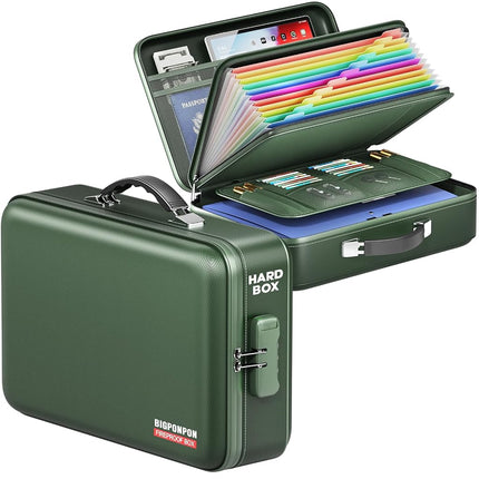 BigPonPon Fireproof Document Box, Hard Case Highly