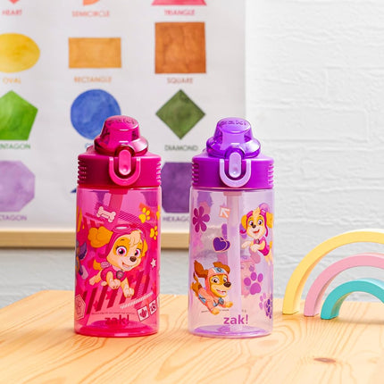 Zak Designs PAW Patrol Sage 16oz Leak-Proof Straw Kids Water Bottle, 2-Pack