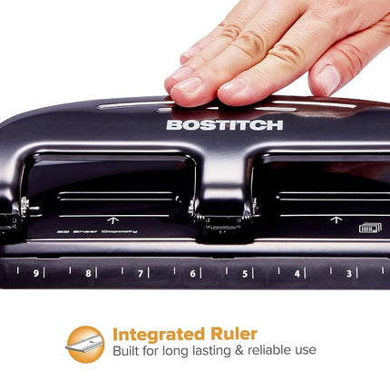 Bostitch Office EZ Squeeze 20 Sheet Standard 3 Hole Punch, Metal Construction, Silver/Black (HP20)