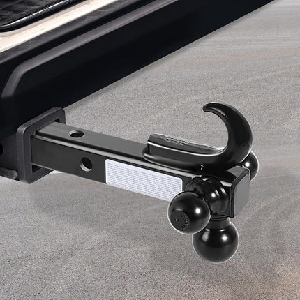 MAXXHAUL 50231 Triple Ball Mount with Hook 1-7/8”, 2”, and 2-5/16” Balls Hollow Shank 10000 lbs Capacity fits 2” Receivers Class III and IV Black