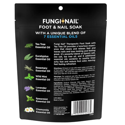 Fungi-Nail Foot & Nail Soak with Tea Tree Oil - Moisturize, Reduce Foot Odor, & Soothe Aching Feet - A Therapeutic Blend of Rich Mineral Epsom Salt, Pure Sea Salt, and 7 Essential Oils - 1 Pound