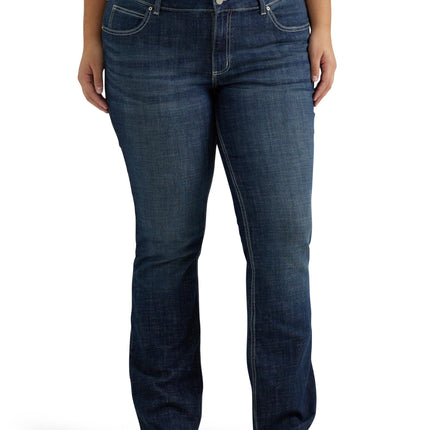 Wrangler Women's Plus Mid Rise Straight Jean, Dark