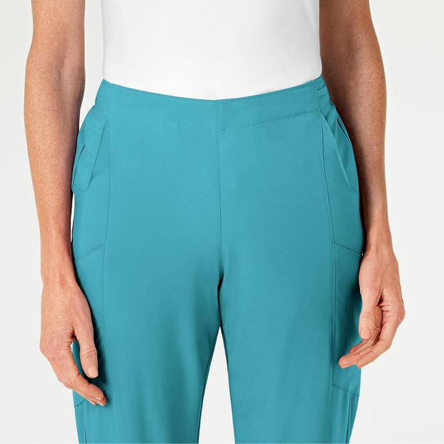 WonderWink W123 Scrubs Women's Flat Front Cargo Pant, Teal Blue, X-Large Petite
