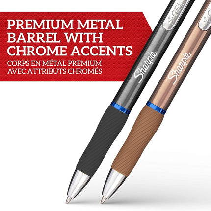 Sharpie S-Gel | Metal Gel Pens | Medium Point (0.7mm) | Steel Grey & Rose Gold | Black Ink | 2 Pens & 2 Gel Pen Refills