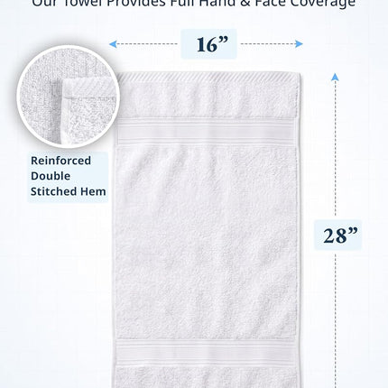 LANE LINEN Hand Towels for Bathroom 100% Cotton 4 Pack 16x28 - White