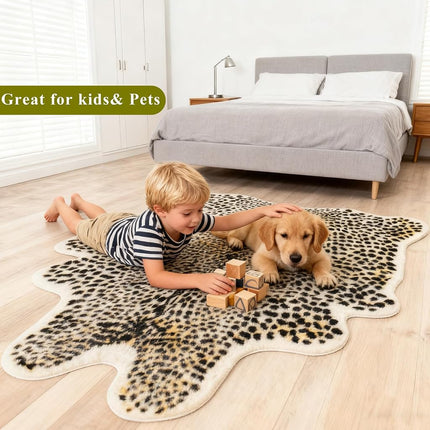 Leopard Print Rug Cheetah Rug 5ft x 7ft Large Faux Cowhide Animal Cheetah Pattern Rug for Bedroom Living Room Home Office