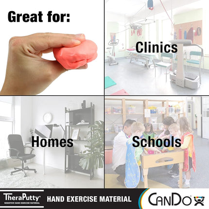 CanDo TheraPutty Standard Hand Exercise Putty for Rehabilitation, Exercises, Hand Therapy, Occupational Therapy, Hand Strengthening, Improve Motor Skills, Stress Relief 1 lb Red Soft, (10-0919)