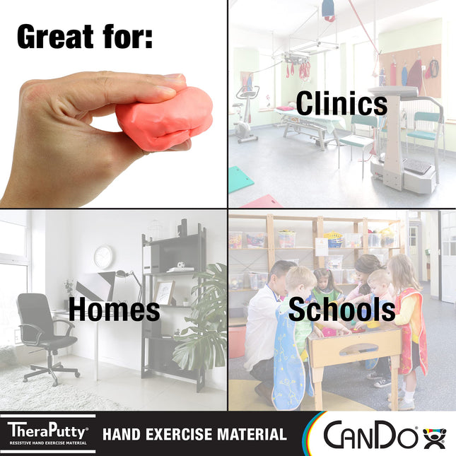 CanDo TheraPutty Standard Hand Exercise Putty for Rehabilitation, Exercises, Hand Therapy, Occupational Therapy, Hand Strengthening, Improve Motor Skills, Stress Relief 1 lb Red Soft, (10-0919)