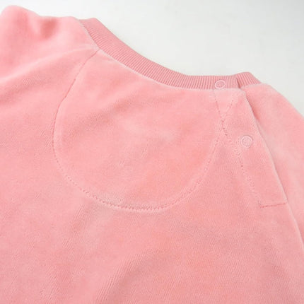 HonestBaby Baby 2-Piece Cozy Velour 100% Organic Cotton Sweatshirt and Jogger Sweatpants Set, Pink, 3T