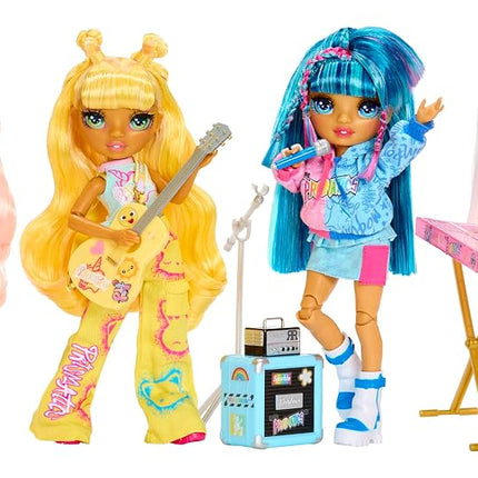 Rainbow High Junior High Rock Band - Sunny, Yellow - 23cm Fashion Doll with a Guitar, Customise with Stickers, Posable, Cute Toys for Children Ages 4+