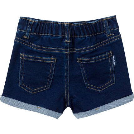 Gerber Baby and Toddler Girls Cuffed Denim Shorts, Dark Blue Denim Wash, 3-6 Months