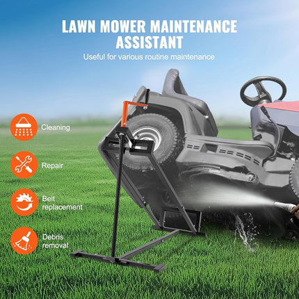 VEVOR Ride on Lawn Mower Lift Jack, 880 Lbs Weight Capacity, Telescopic Maintenance Jack with Crank Handle & Power Tool Handle, Foldable Lawn Tractor Lifter for Lawn Mowers and Garden Tractors, Black
