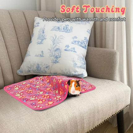 YUEPET Waterproof Guinea Pig Blankets Washable 3 Pack Small Animal Fleece Cage Liners Pet Soft Sleep Mat Pad Cover Warm Flannel Throw for Hamster Guinea Pig Rabbit Chinchilla Hedgehog Ferret 35"×24"