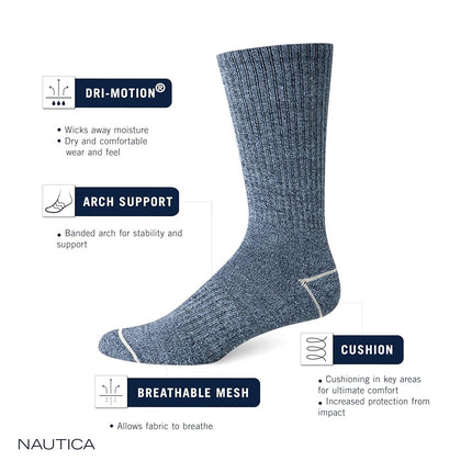 Nautica Men's Socks - Lightweight Comfort Crew Socks (10 Pack), Black/Gray, 6-12.5