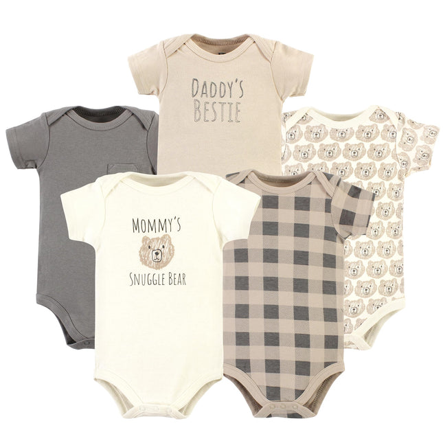 Hudson Baby Unisex Baby Cotton Bodysuits 5-pack, S