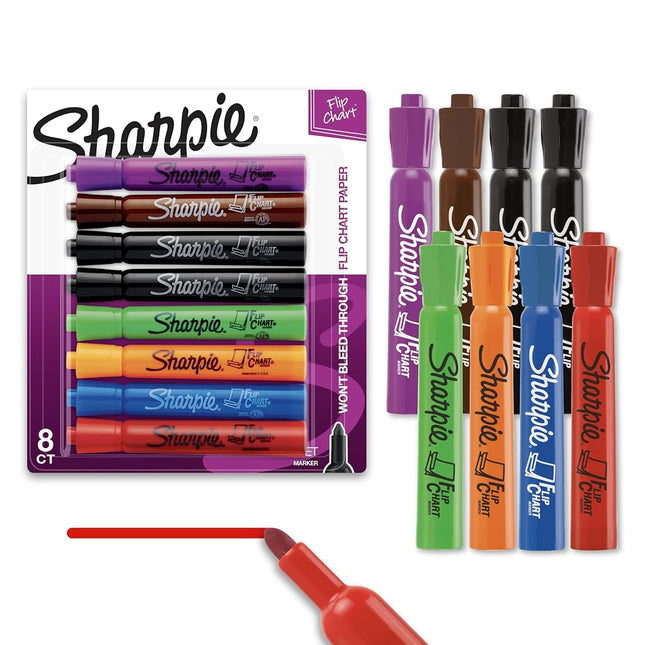 Sharpie Flip Chart Markers, Bullet Tip, Assorted Colors, 8-Count