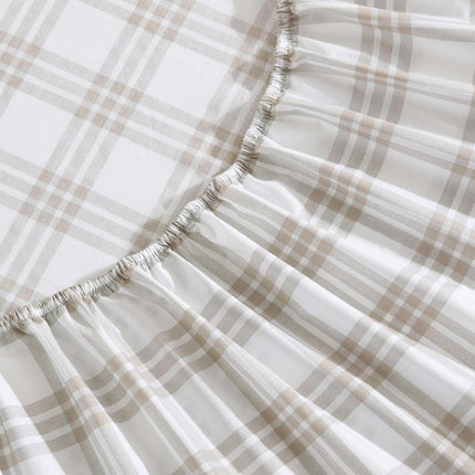 Eddie Bauer - King Sheet Set, Cotton Percale Bedding Set, Super Soft and Cozy Home Decor, Oeko-Tex Certified (Basic Plaid Beige, King)