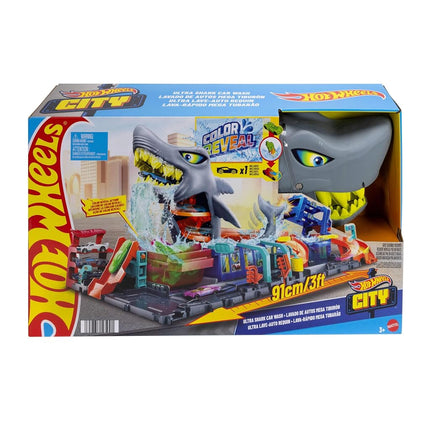 Hot Wheels City Ultra Shark Car Wash & Color Reveal Toy Vehicle
