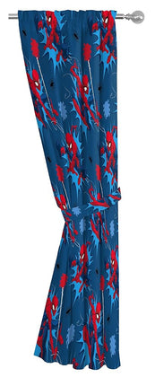 Marvel Spiderman Spidey Daze 63" Inch Drapes - Beautiful Room Décor & Easy Set Up, Bedding - Curtains Include 2 Tiebacks, 4 Piece Set (Official Marvel Product)