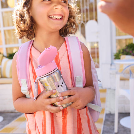 Skip Hop Toddler Sippy Cup with Straw, Holds 12 oz. Stainless Steel Straw Bottle, Besties Squad, Cat