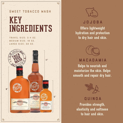 18.21 Man Made Wash - Sweet Tobacco for Men - 32 oz. 3-In-1 Shampoo, Conditioner and Body Wash