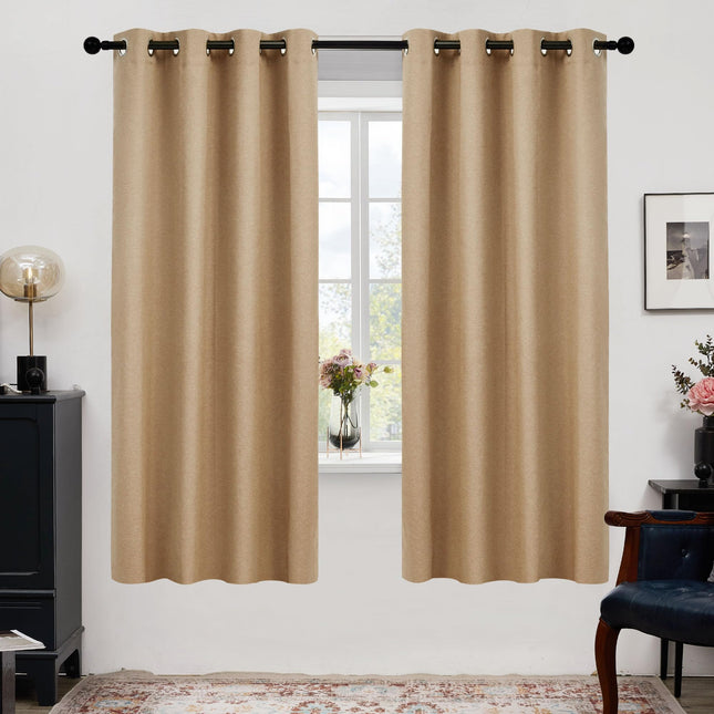 Deconovo 100% Blackout Lightweight Faux Linen Curt