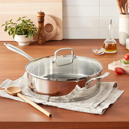 Casserole sauteuse professionnelle Cuisinart en acier inoxydable avec couvercle, 5,7 litres