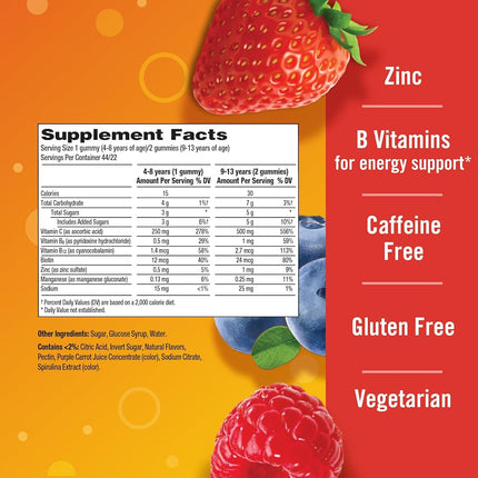 Emergen-C Kidz Daily Immune Support Dietary Supplements, Flavored Gummies with Vitamin C and B Vitamins for Immune Support, Berry Bash Flavored Gummies - 44 Count