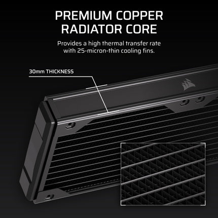CORSAIR Hydro X Series XR5 420mm V2 Custom Cooling Radiator – Compatible with iCUE LINK Fans, 3x140mm Fan Mounts, Screw Protection Plates, G1/4” Threads – Black