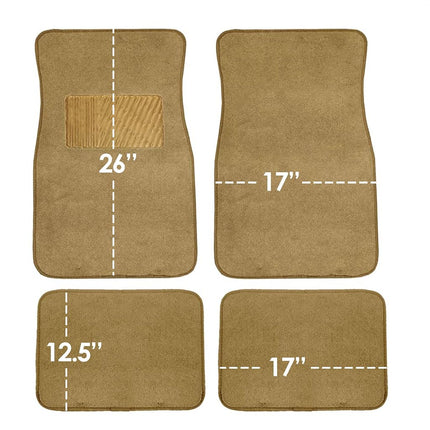 FH Group F14403BEIGE Beige Carpet Floor Mat with Heel Pad (Deluxe), Beige